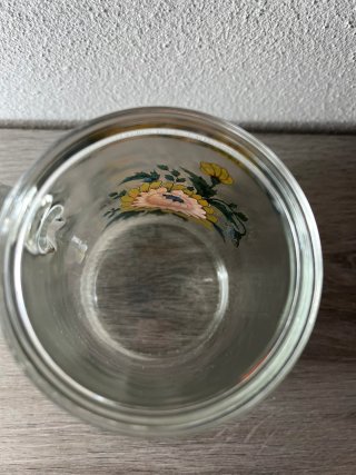 Boccale vintage fiori vetro