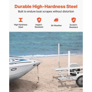 Guía de Remolque para Barcos, Polos de Guía de Remolque Ajustables de 1016 mm, 2PCS Guías de Remolque de Acero de Alta Dureza, Guías de Remolque con Postes de PVC, para Remolque de Barco de Esquí,...