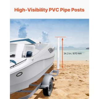 Guía de Remolque para Barcos, Polos de Guía de Remolque Ajustables de 1016 mm, 2PCS Guías de Remolque de Acero de Alta Dureza, Guías de Remolque con Postes de PVC, para Remolque de Barco de Esquí,...