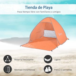 Tienda Playa Pop-Up 2-3 Personas Naranja