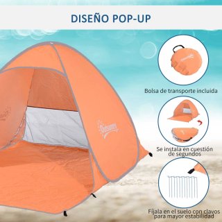 Tienda Playa Pop-Up 2-3 Personas Naranja