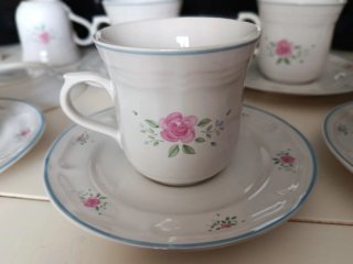 Lote 6 tazas de desayuno con platillos