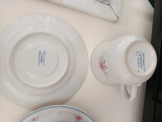 Lote 6 tazas de desayuno con platillos