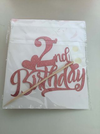 Decorazione torta 2° compleanno glitter rosa