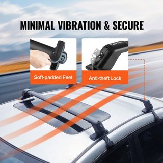 Barras Transversales de Techo Universales, Barras Transversales de Techo de Aluminio, Se Adaptan a Techos sin Rieles Laterales, Capacidad de Carga de 70.3 kg, Barras Transversales Ajustables para ...