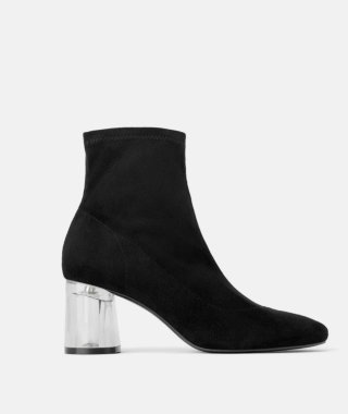 Botines Zara tacón metacrilato negro