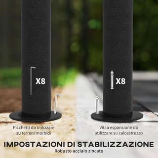 Gazebo da Giardino 3x3 m in Acciaio con Doppio Tetto, Mosche e Tende Incluse, Beige e Marrone