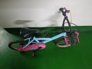 Bicicleta infantil azul y rosa
