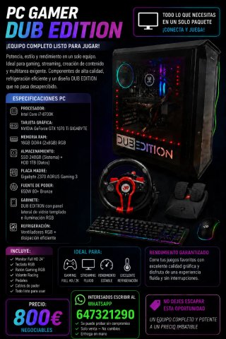 PC Gamer DUB EDITION i7-8700K GTX 1070 Ti