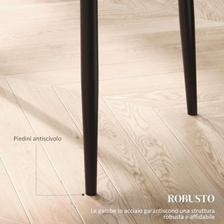 Set di 6 Sedie da Pranzo in Pelle Sintetica, Sedie da Cucina con Schienale Alto con Cuciture a Diamante e Gambe in Acciaio, Sedie Moderne per Cucina, Camera da Letto, Ufficio e Soggiorno, Nero