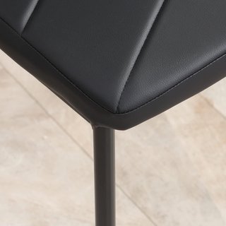 Set di 6 Sedie da Pranzo in Pelle Sintetica, Sedie da Cucina con Schienale Alto con Cuciture a Diamante e Gambe in Acciaio, Sedie Moderne per Cucina, Camera da Letto, Ufficio e Soggiorno, Nero