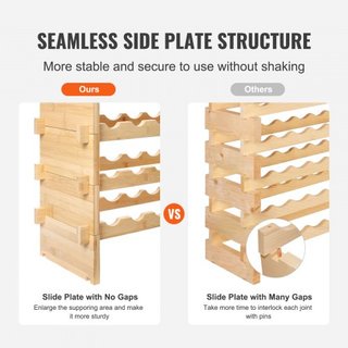 Estante de Vino Modular Apilable de 48 Botellas de Madera de Bambú 6 Niveles