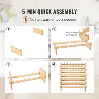 Estante de Vino Modular Apilable de 48 Botellas de Madera de Bambú 6 Niveles