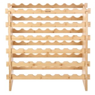 Estante de Vino Modular Apilable de 48 Botellas de Madera de Bambú 6 Niveles