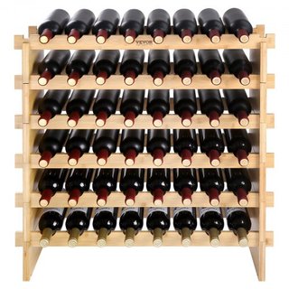 Estante de Vino Modular Apilable de 48 Botellas de Madera de Bambú 6 Niveles
