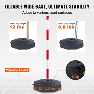 Conos de Delineador de Tráfico Ajustables, Paquete de 6, Barrera de Delineador de Seguridad de Tráfico con Base Rellenable y Cadena de 2 m, para Control de Tráfico, Advertencia, Estacionamiento, C...