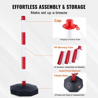 Conos de Delineador de Tráfico Ajustables, Paquete de 6, Barrera de Delineador de Seguridad de Tráfico con Base Rellenable y Cadena de 2 m, para Control de Tráfico, Advertencia, Estacionamiento, C...