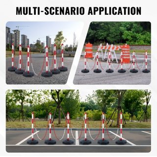 Conos de Delineador de Tráfico Ajustables, Paquete de 6, Barrera de Delineador de Seguridad de Tráfico con Base Rellenable y Cadena de 2 m, para Control de Tráfico, Advertencia, Estacionamiento, C...
