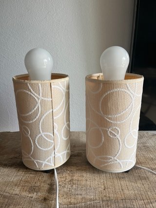 Pareja Lamparas Mesita Noche Beige