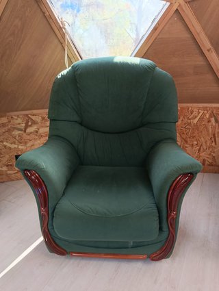 Conjunto 3 sillones tela verde