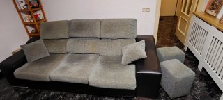 Divano a 3 posti in tessuto e similpelle