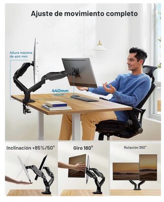 Supporto Doppio Monitor da Scrivania 13-32 Pollici