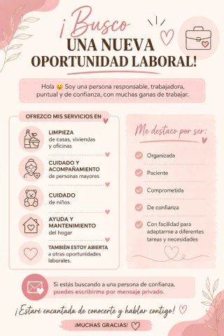 Busco una oportunidad laboral✨