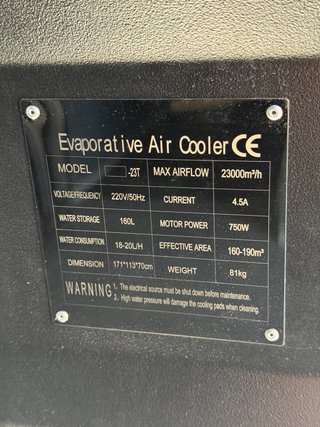 Climatizador Evaporativo Portátil 23000m3