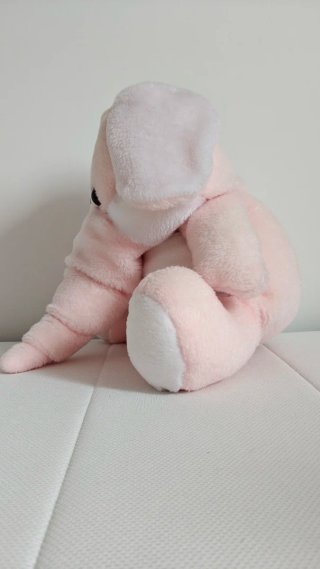 Peluche Elefante Rosa e Branco Grande – 45 cm