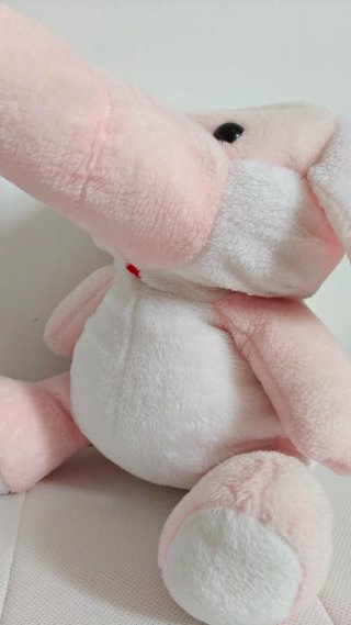 Peluche Elefante Rosa e Branco Grande – 45 cm