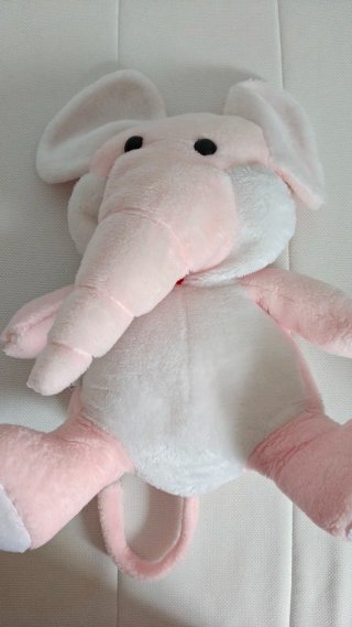 Peluche Elefante Rosa e Branco Grande – 45 cm