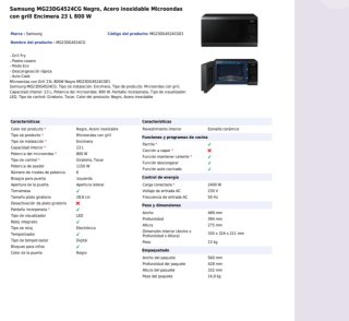 Horno Microondas Samsung Grande de 23 litros