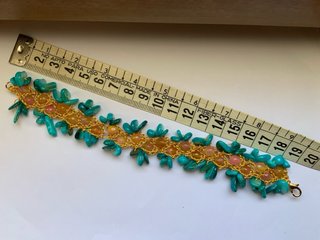 Bracciale uncinetto vintage corallo e turchese