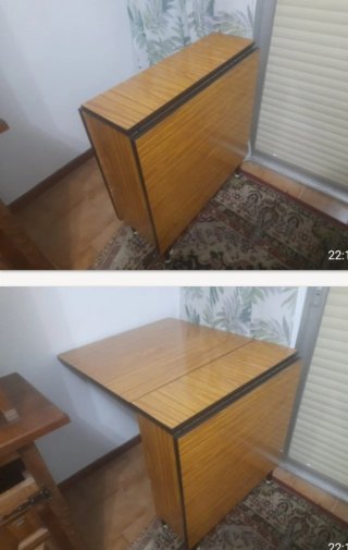 Mesa cocina plegable 2 hojas madera
