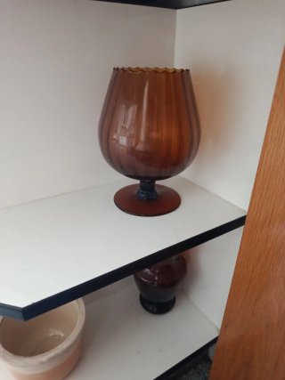 Copa Grande Vintage Cristal Marrón