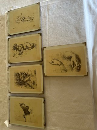Set 5 Bozzetti d'Arte Incorniciati