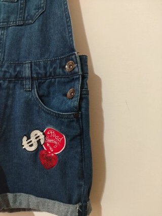 Salopette in denim con patch taglia XS