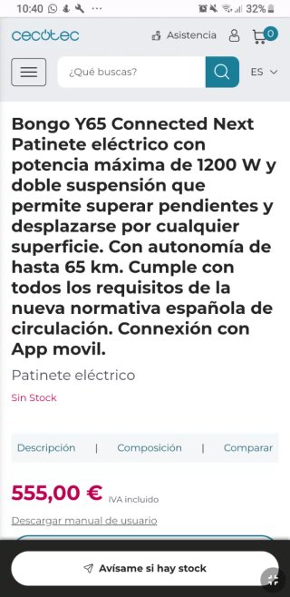 Patinete Cecotec Bongo Y65 Nuevo
