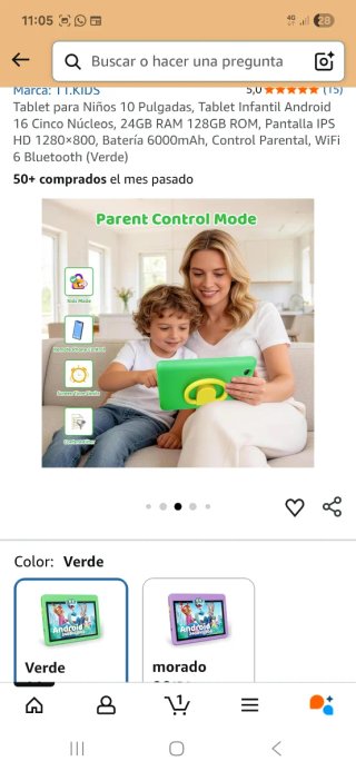 Tablet per bambini Android 16 128GB Verde