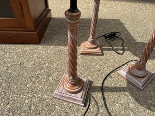 3 Lámparas de Mesa Madera y Tela