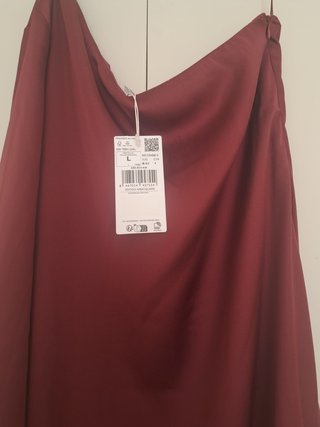 Vestido Burdeos Asimétrico Mango