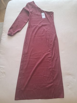 Vestido Burdeos Asimétrico Mango