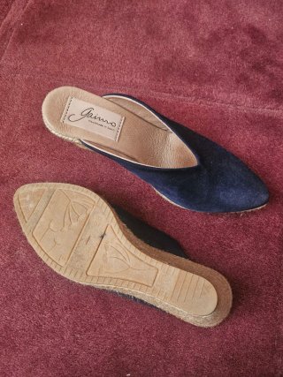 Mules de piel Azul Marino Talla 38