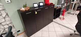 Ampio Mobile Ufficio 4 Ante Rovere Moro/Nero