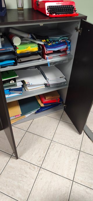 Ampio Mobile Ufficio 4 Ante Rovere Moro/Nero
