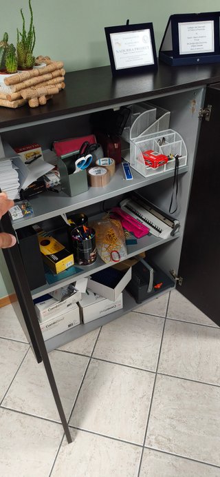 Ampio Mobile Ufficio 4 Ante Rovere Moro/Nero
