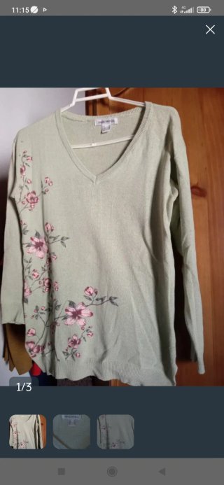 Jersey Venca verde con flores rosas