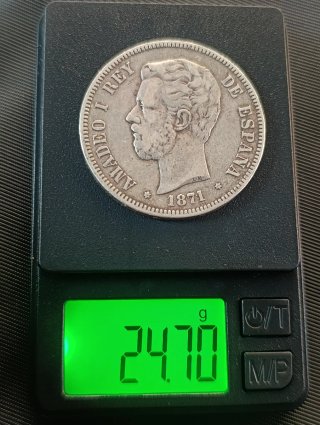 5 Pesetas Amadeo I 1871 18-74 DEM