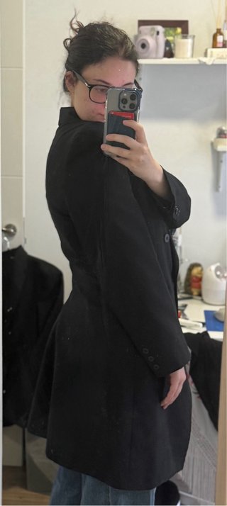 Blazer cruzado negro vintage largo