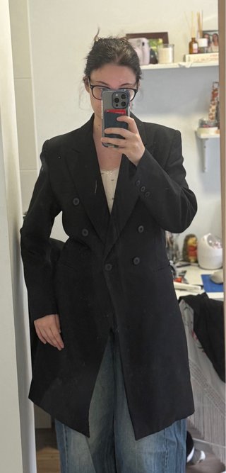 Blazer cruzado negro vintage largo